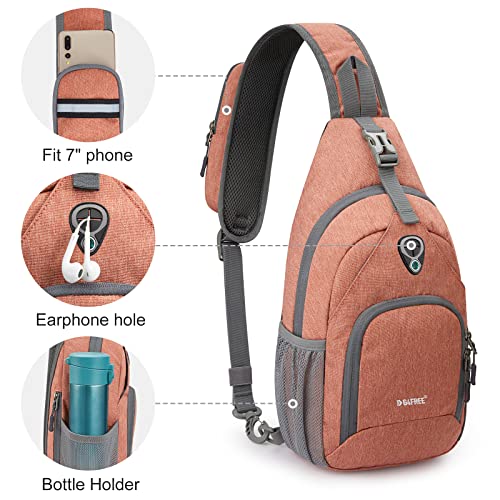G4Free RFID Sling Bag Crossbody Backpack Small Chest Shoulder Bag Hiking Outdoor - color: Light Orange