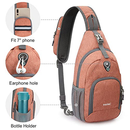 G4Free RFID Sling Bag Crossbody Backpack Small Chest Shoulder Bag Hiking Outdoor - color: Light Orange