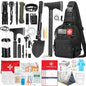 Survival Kit, 262Pcs Survival Gear and Supplies with First Aid Kit Pouch and Crossbody Bag, Emergency Kit with Tent, Camping Axe Hammer, Survival Shovel w/Pick, Bug Out Bag Gifts for Men Women - color: Black