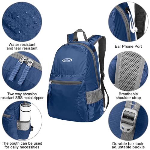 G4Free 20L Lightweight Packable Backpack Travel Hiking Daypack Foldable Backpack for Men Women - color: A-medium Blue