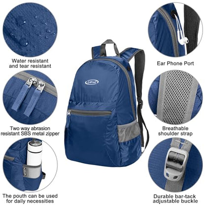 G4Free 20L Lightweight Packable Backpack Travel Hiking Daypack Foldable Backpack for Men Women - color: A-medium Blue