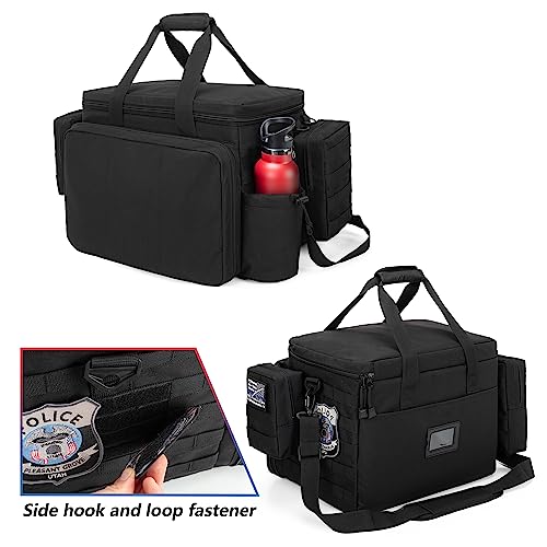 Trunab Patrol Bag Police Gear Car Front Seat Organizer for Law Enforcement Military Duty Bag with 15.6” Laptop Sleeve, Cups Holder, MOLLE Strips, Fits Vehicle Passenger Seat