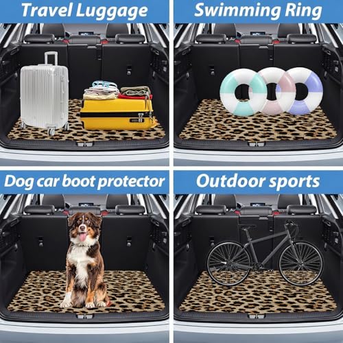 Automotive Floor Mats 5 Pcs, Universal Car Floor Mats, Leopard Print Cargo Liner, Car Accessory for SUVs/Sedan/Wagons, Durable Protective Mat, Trunk Liner for Families/Travel Enthusiasts - style: Bundle 5
