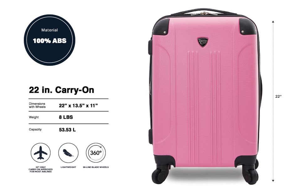 Travelers Club Chicago Hardside Expandable Spinner Luggages, Hot Pink, 20" Carry-On, HS-20720-EX-690N - color: Hot Pink, size: 22" Carry-On