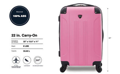 Travelers Club Chicago Hardside Expandable Spinner Luggages, Hot Pink, 20" Carry-On, HS-20720-EX-690N - color: Hot Pink, size: 22" Carry-On