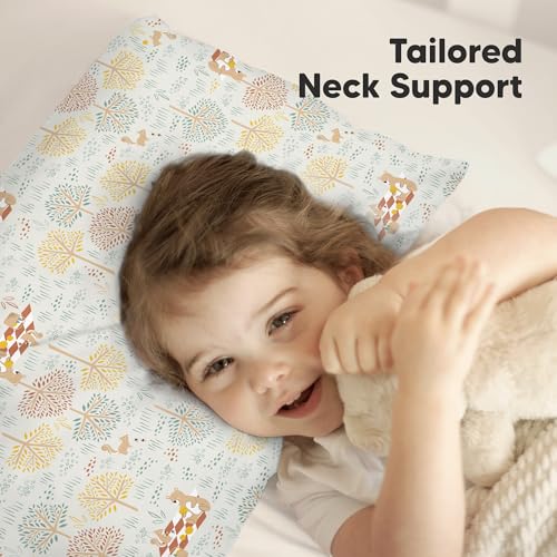 KeaBabies Organic Toddler Pillow with Pillowcase, Jumbo 14X20 - Soft Cotton Toddler Pillows for Sleeping - Machine Washable - Perfect for Travel, Toddler Bed Set (Wild Picnic) - color: Wild Picnic