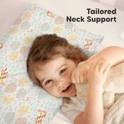 KeaBabies Organic Toddler Pillow with Pillowcase, Jumbo 14X20 - Soft Cotton Toddler Pillows for Sleeping - Machine Washable - Perfect for Travel, Toddler Bed Set (Wild Picnic) - color: Wild Picnic