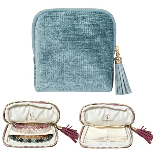 2026 New Travel Jewelry Case Organizer, Portable Travel Jewelry Organizer, Jewelry Pouch for Journey Rings Crystal Bracelets Organizer with Tassel Zipper, Mothers Day Gifts for Women, Slate Blue - color: Slate Blue