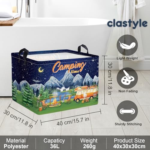 Clastyle Black Night Camping Storage Basket Clothes Toy Tool Food Picnic Basket Outdoor Beach Pool Towel Basket Rectangle Moutain Lake Fir Tree Caravan Bin