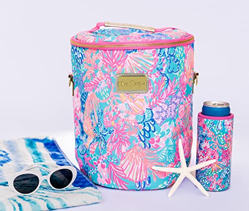 Lilly Pulitzer Insulated Soft Beach Cooler with Adjustable/Removable Strap and Double Zipper Close - color: Splendor in the Sand