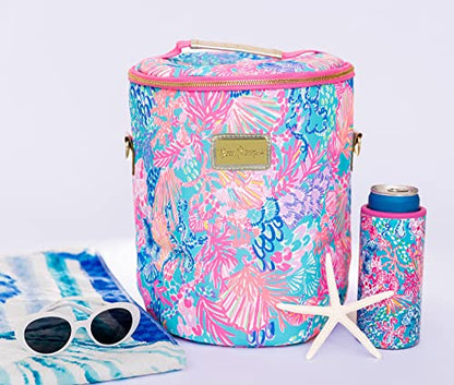Lilly Pulitzer Insulated Soft Beach Cooler with Adjustable/Removable Strap and Double Zipper Close - color: Splendor in the Sand