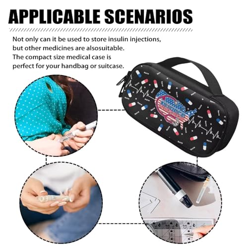 ECG Pill Pattern Insulin Pen Cooler Travel Case for Women Nurse Adults Diabetic Medication Insulated Cool Organizer Carrying Case for Diabetes Travel Kit - color: Ecg Pill