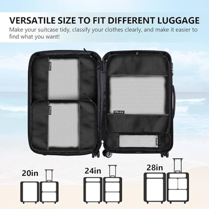 Compression Packing Cubes for Suitcases,5 Set Travel Essentials, Lightweight Luggage Organizer Bags, Travel Cubes for Carry on - color: Black