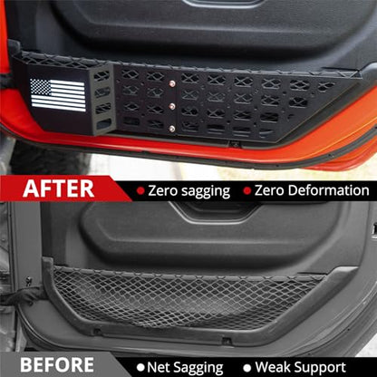 Metal Front Door Pocket Storage Box Compatible with Jeep Wrangler JL JLU 4XE 2018-2025 & Gladiator JT 2020-2025, Car Door Organizer Molle Panel, 2PCS