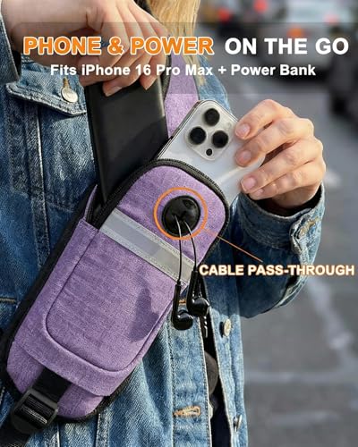 Sling Backpack for Women & Men, Crossbody Travel Bag with Water Bottle Holders, 17 Pockets, Quick-Access Phone Pocket, Hidden Security Pocket, Fits 11" Tablet, for Daily Carry, Travel, Theme Parks - color: E-plum