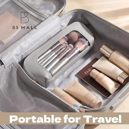 Travel Makeup Brush Set BS-MALL14 PCS Professional Makeup Brushes with Case & Sponge for Foundation, Concealer, Powder, Blush & Eyeshadow, Soft Synthetic Brush Kit for Women, Beginners & Travelers - color: Champagne