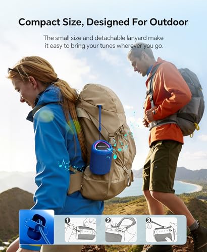 Portable Bluetooth Speaker Beach Essentials: Powerful Crystal Clear Sound/Dynamic Light/IPX5 Waterproof/All Day Playtime/Wireless BT 5.3/TWS Paring, Dad Gifts, Outdoor|Travel|Camping|Pool Accessories - color: Blue