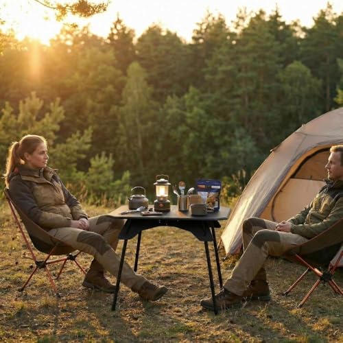 Folding Camping Table,Outdoor Small Portable Aluminum Camp Table with Backpacking Carrying Bag for Camping Beach Picnic Grilling Hiking FishingTravel (Black)