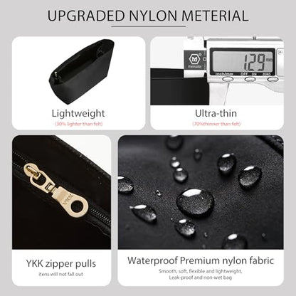 Soft Nylon Purse Organizer Insert for Lv Neverfull MM Tote Bag, Waterproof Lightweight with Laptop Compartment Luxury Neverfull MM Organizer, Tote Handbags Divider Shaper with Cup Holder Insert,Black - color: Black