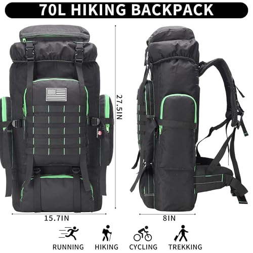 Hiking Backpack for Men 70L/100L Camping Backpack Military Rucksack Molle 3 Days Assault Pack for Climbing | Camping Backpack - color: 70l-blackgreen