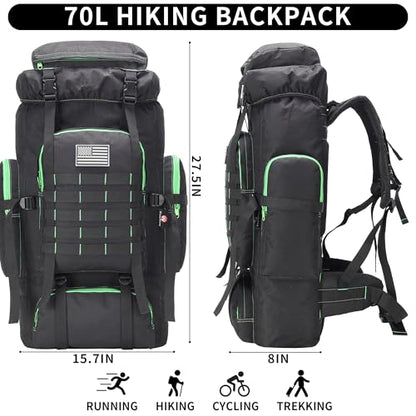 Hiking Backpack for Men 70L/100L Camping Backpack Military Rucksack Molle 3 Days Assault Pack for Climbing | Camping Backpack - color: 70l-blackgreen