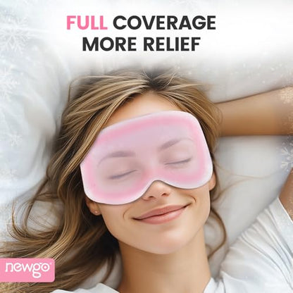 NEWGO Cooling Gel Eye Mask 3D Soft Cold Eye Mask, Eye Ice Pack with Zero Eye Pressure Hot Cold Therapy Blackout Sleep Mask for Puffiness, Dark Circles, Dry Eyes, Headaches and Stress Relief - Pink - color: Pink