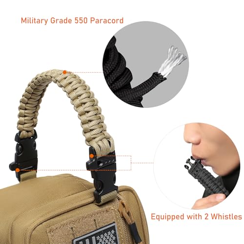 Tactical Toiletry Bag for Men Dry Wet Separate Dopp Kit Travel Hygiene Bag EDC Utility Tool Molle Pouch Mens Shaving Kit Travel shower Bags (Khaki) - color: Khaki