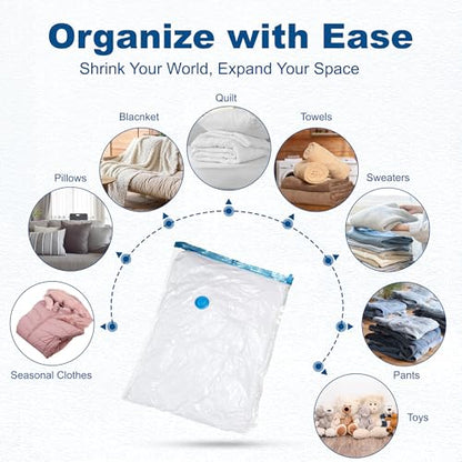 HOUSE DAY 18 Pack Vacuum Storage Bags with Electric Pump, Valve, Space Saver Vacuum Seal Bags for Clothing, Comforters, and Travel Essentials 3 Jumbo,3 Large,3 Medium,3 Small/3 Small,3 XS Roll Up Bag - size: 18 Combo-E PUMP