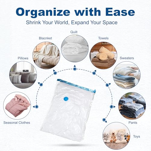 HOUSE DAY 30 Pack Vacuum Storage Bags with Electric Pump, 4 Sizes + 2 Roll-Up (5 Each), Space Saver Vacuum Seal Bags for Clothing, Bedding, Pillows, Travel – Airtight Seal, Reusable & Durable - size: 30 Combo-E PUMP