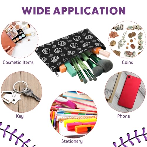 Eccliy 20 Pcs Volleyball Makeup Bags Bulk Sport Team Gifts Volleyball Cosmetic Bag Accessories for Women Toiletry Zipper Pouch Travel Canvas Gifts Stuff for Team Party Players - size: 8 x 5 Inch, style: Volleyball