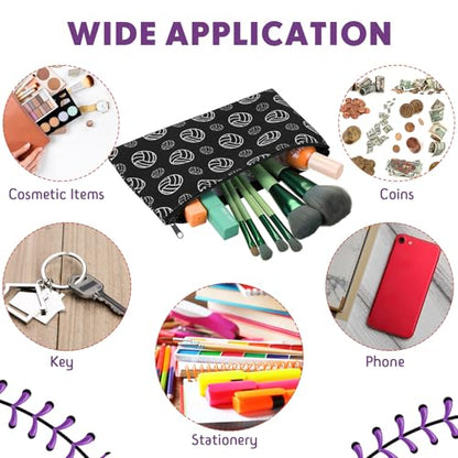 Eccliy 20 Pcs Volleyball Makeup Bags Bulk Sport Team Gifts Volleyball Cosmetic Bag Accessories for Women Toiletry Zipper Pouch Travel Canvas Gifts Stuff for Team Party Players - size: 8 x 5 Inch, style: Volleyball
