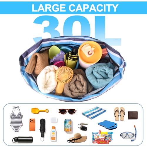 CaCTOUR Large Beach Bag Women,Beach Bags Waterproof Sandproof with Zipper Wet Pocket,Beach Tote Pool Bag for Swim Gym Travel - color: Blue