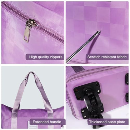 Expandable Rolling Duffle Bag - Large Carry-On With Spinner Wheels, Foldable Weekend Travel Bag, 28-58L Capacity（Backpack-Purple） - color: Backpack-Purple, style: Backpack