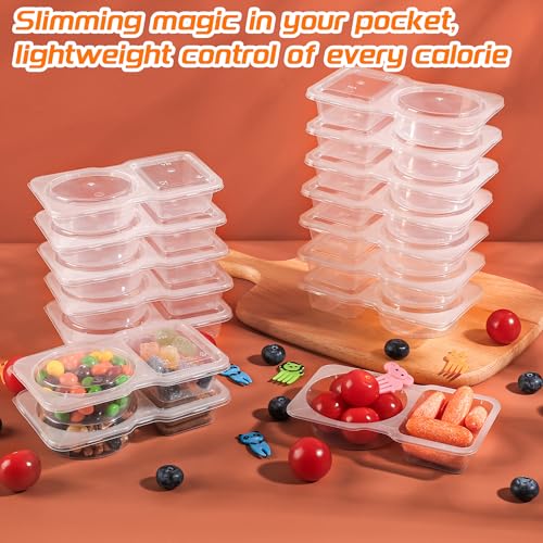 ALFEVA 24 Pcs Reusable Snack Containers with Lids Portion control, Camping Essentials,Meal Prep Containers for Kids adults On the Go Meals, 10 Forks, Snack Pack Containers for Travel