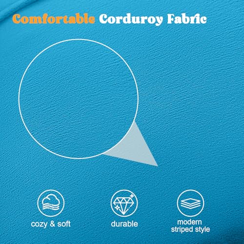 MeMoreCool Stuffed Round Pouf Ottoman Foot Rest, Floor Pouf Foot Stool with Soft Foam Chunk Filling, Small Round Ottoman Footstool Circle Footrest for Living Room - color: Piping Blue