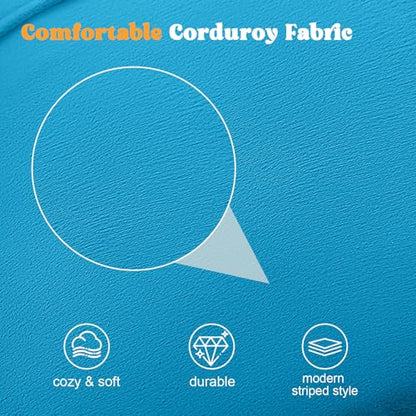 MeMoreCool Stuffed Round Pouf Ottoman Foot Rest, Floor Pouf Foot Stool with Soft Foam Chunk Filling, Small Round Ottoman Footstool Circle Footrest for Living Room - color: Piping Blue