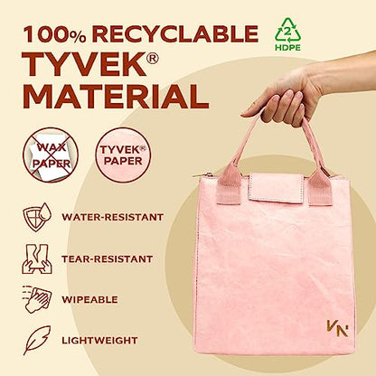 VonNova Women’s Insulated Lunch Bag with Premium 4mm Cooler Insulation, Cute Large 7L Lunch Tote for Office, Durable Small Lunch Box for Women, Stylish Lunchbox for Adults, Teens, Nurses, Teachers - color: Pink