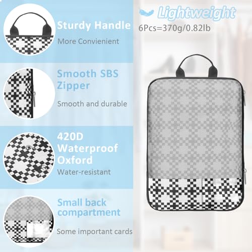 Geometrical abstract Compression Packing Set (7 Piece) - Quick-Dry Organizer Cubes Packing - Travel Essential Bag for Clothes Shoes Cosmetics Toiletry - color: Black-12