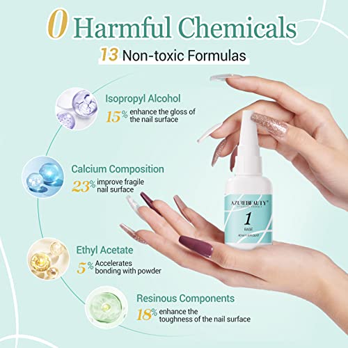 AZUREBEAUTY Dip Powder Base Coat 40ml Large Capacity Dip Base Coat for Refill Dipping Powder Liquid Set French Nail Art Manicure Beginner DIY Salon Home - color: Dip Base Coat 40ml