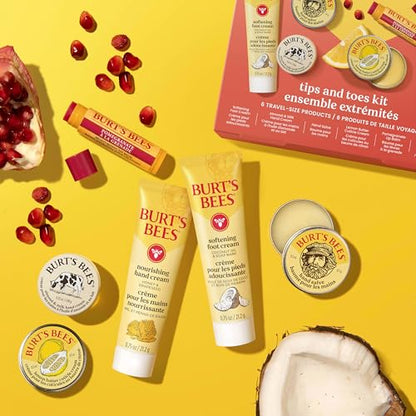 Burt's Bees Gifts Ideas, Tips and Toes Kit, 6 Travel Size Products - Pomegranate Moisturizing Lip Balm, 2 Hand Creams, Foot Cream, Cuticle Cream, and Hand Salve - size: 6 Count