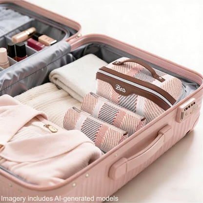 BOYATU Travel Makeup Bag Cosmetic Bag for Women: 3 Pcs Set Make up Bag with Compartments - Waterproof Vegan Leather Toiletry Bags with Handle - Makeup Organizer for Travel Essentials(C-5-Coffee) - color: C-5-Coffee