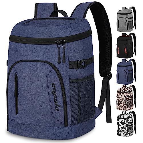 Capolo Cooler Backpack for Men Women Insulated Backpack Cooler Leak Proof Thermal Bag Beverage Soft Cooler Bag Lunch Backpack for Camping 30/45 Cans - color: Deep Blue, size: 30 Cans