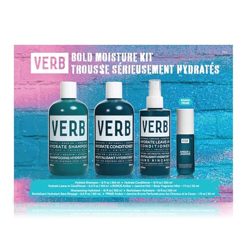 VERB Hydrate Shampoo + Conditioner Duo - Cleanses + Nourishes Dry + Frizzy Hair to Smooth + Reduce Frizz - Amber + Warm Jasmine Scent - size: 7.88 Fl Oz (Pack of 4)