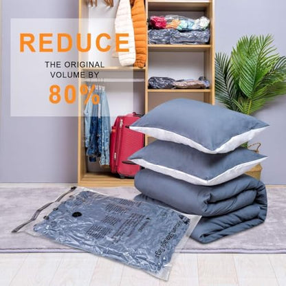 GONGSHI Vacuum Seal Bags for Clothing Travel & Home Storage, Travel Vacuum Bags with Electric Pump,Space Saver for Blankets, Comforters, Pillows, Clothes,32 Combo