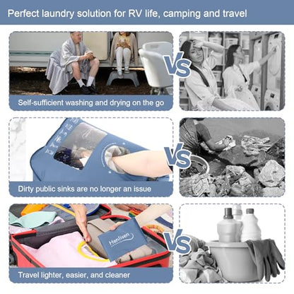 Wash Bag Portable Washing Machine for Camping Travel Laundry Washing Clothes Manual Washer Dry Bags Hand Wash for Outdoor Traveller RV Backpacking Adventures Cruise and Vacation Essentials
