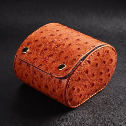 Genuine Napa Leather Watch Roll Travel Case - Travel Watch Rolls and Leather Watch Display Cases with Velvet Interior - Watch Storage Organizer Men's By CALIBERWATCH (Cognac - Single) - color: Cognac - Single