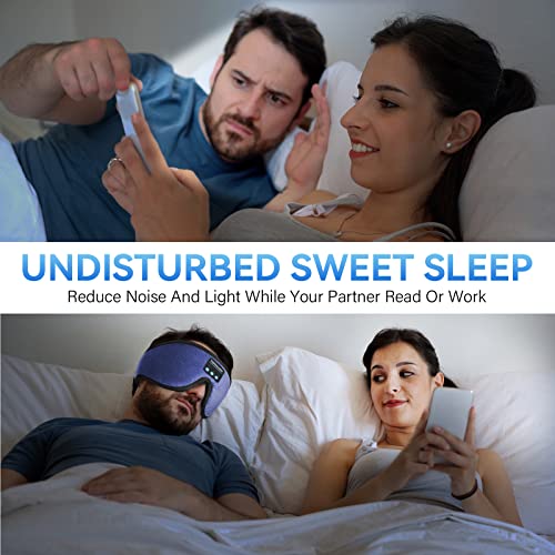 Sleep Headphones, 3D Bluetooth Sleep Mask, LIGHTIMETUNNEL Washable Sleeping Headphones with Ultra Thin Stereo Speakers Microphone Hands Free for Insomnia Travel Blue Color - color: Blue