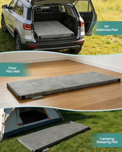 Releep 3 Inch Dual-Sided Memory Foam Camping Mattress, Waterproof Camping Sleeping Pad with Portable Pillow & Carry Bag, Roll Up Cot Mattress Mat for Guest Bed/Car/Tent - size: Full: 75*54*3"
