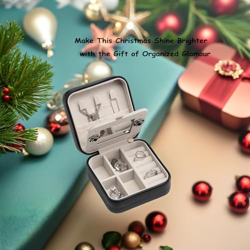 Vlando Small Travel Jewelry Box Organizer - Mirrored Carry-on Jewelries Necklaces Rings Earrings Necklace Storage Case, Black New - color: a. Black 2023