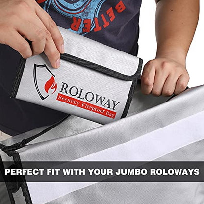 ROLOWAY Small Fireproof Bag (5 x 8 inches), Non-itchy Fireproof Money Bag for Cash, Valuables, Passport, Currency & Keys (2-Pack Silver) - size: 8 x 5 inch, style: Silver Bag